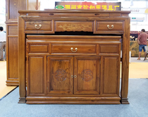 Haixin Chinese wood color South Elm relief Lotus Zonghan table pull cabinet God table for table for table 128cm