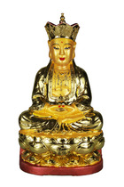 Haixin Buddha stately Buddha statue handmade camphor wood carving Taiwan gilt Qingshui Rock ancestral Master Gong 19 inches