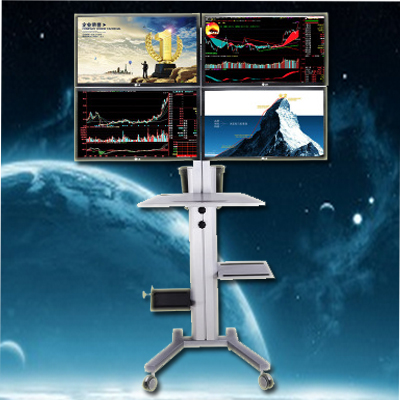 Universal 10-24 inch LCD computer equipment cart four-screen office computer multi-function computer seat car