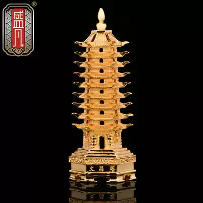 Shengfan Wenchang Tower ornaments gilt pure copper nine-story thirteen-story Wenchang Tower ornaments Study office desktop decoration