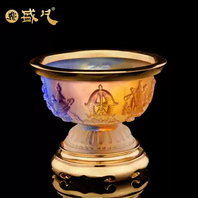Taiwan Shengfan eight auspicious bowls for gilt gold pure copper glazed Buddha before the holy water cup for Buddha tribute bowls eight for bowls