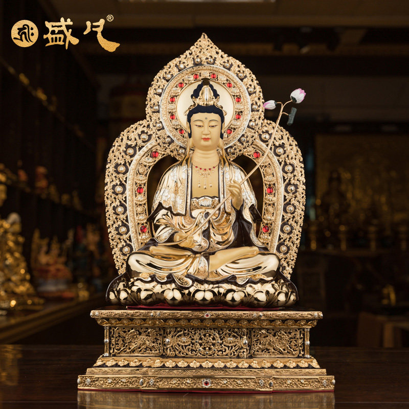 Taiwan's Shengfan Great Trend to Psa Copper Bronze Statue of the Three Holy Saints to BodhisattBodhisattBodhisattva Buddha's home dedicated to the pendulum