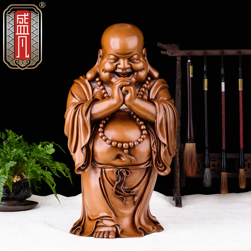Sheng Fan's Buddhist Pendulum Pieces Living Room Laughing Buddha Pendulum Pieces Big Bells Big Belly of the Buddha Little Buddhist monk Smiling Buddha Red Copper