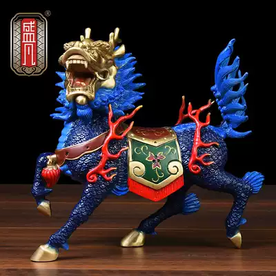 Shengfan copper fire unicorn ornaments copper unicorn ornaments a pair of decorative copper craft gifts decoration housewarming opening gifts