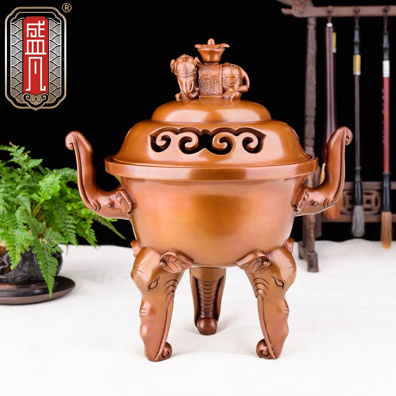 Sheng Fan Incense Stove Home Worshipping With Large Incense Stove Extra-large Pure Copper Incense Stove Red Copper Incense Stove Burn Incense Stove Elephant Nose Trifoot