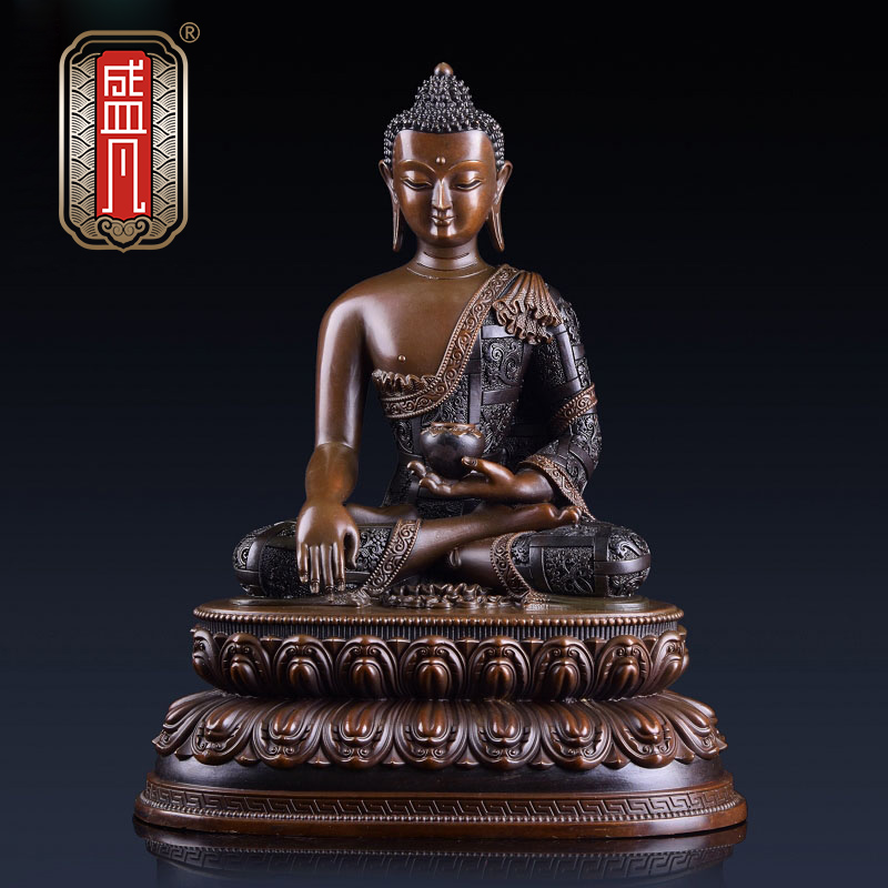 Shengfan Shakyamuni Buddha statue Antique copper Shakyamuni Buddha statue ornament exquisite Tathagata Buddha Tibetan Buddhism
