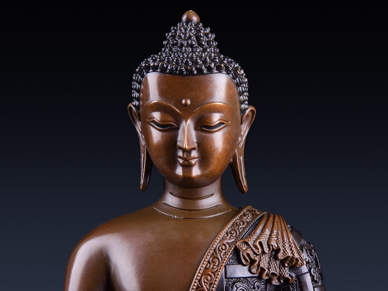 Sheng Fan Thích Ca Mâu Ni Tượng Phật đồng nguyên chất Tượng phật Thích Ca Mâu Ni Phật trang trí phòng khách đơn giản