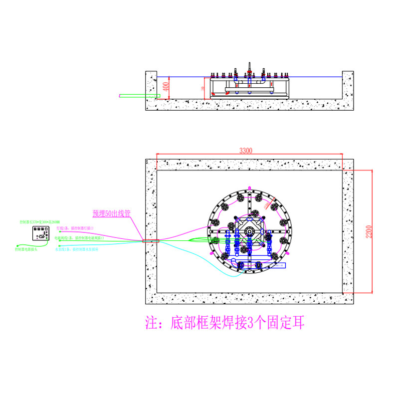 Customized fountain diameter 1500 Stainless steel lamp pump voltage 220V50HZ wiring 10 meters