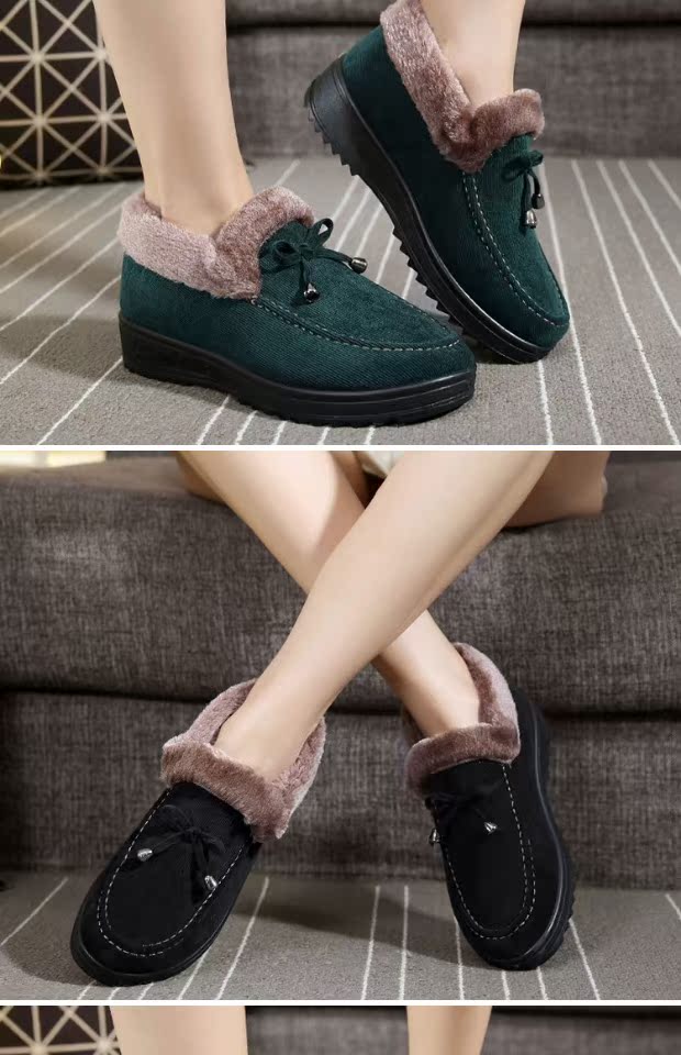 Giày vải cotton giày ấm giày cũ tuyết Bắc Kinh giày trượt cộng với nhung của phụ nữ bốt nữ cổ thấp