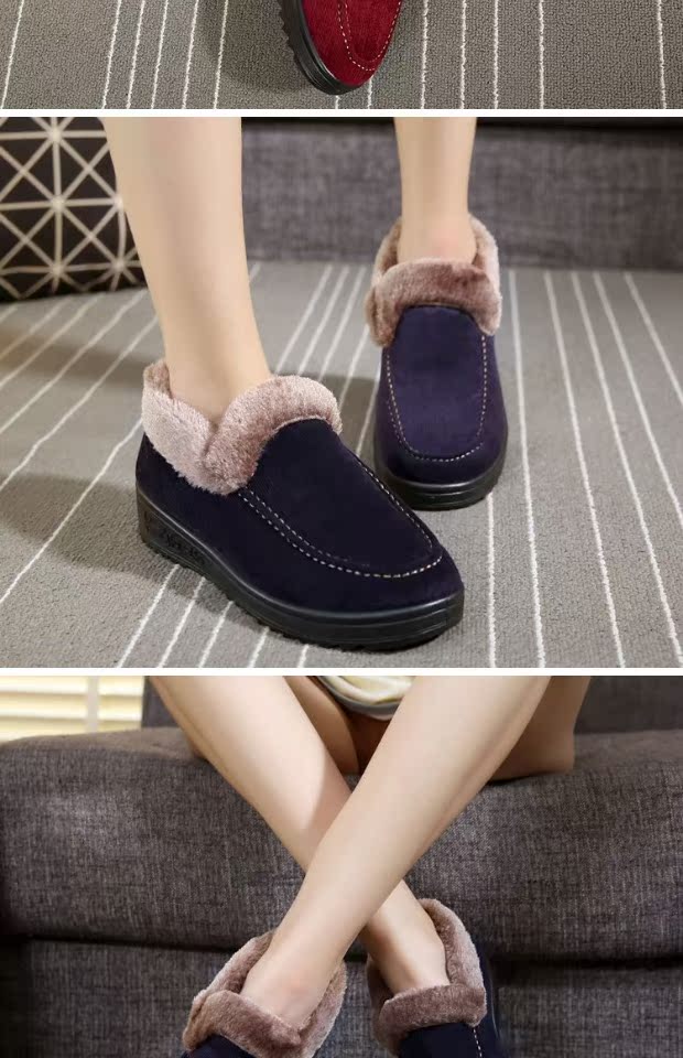 Giày vải cotton giày ấm giày cũ tuyết Bắc Kinh giày trượt cộng với nhung của phụ nữ bốt nữ cổ thấp