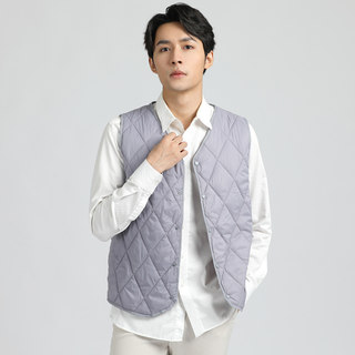 Thin down cotton vest men's spring and autumn new bottoming warm cotton vest short casual waistcoat wearing pony clip