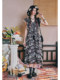 Wancaoyi 2025 Summer New Floral Flutter Sleeve Dress for Women with Irregular Hem, V-Neck, A-Line Mid-Length Dress