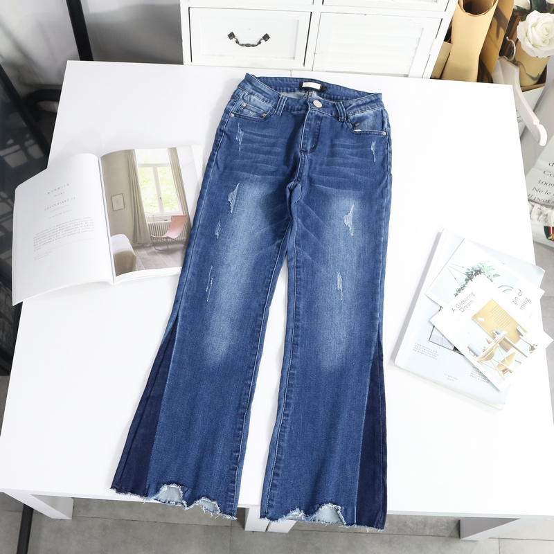Mùa thu và mùa đông mới quần denim cắt cạp nữ A 272018 Học sinh Hàn Quốc là quần mỏng siêu mỏng. quần sọt jean nữ