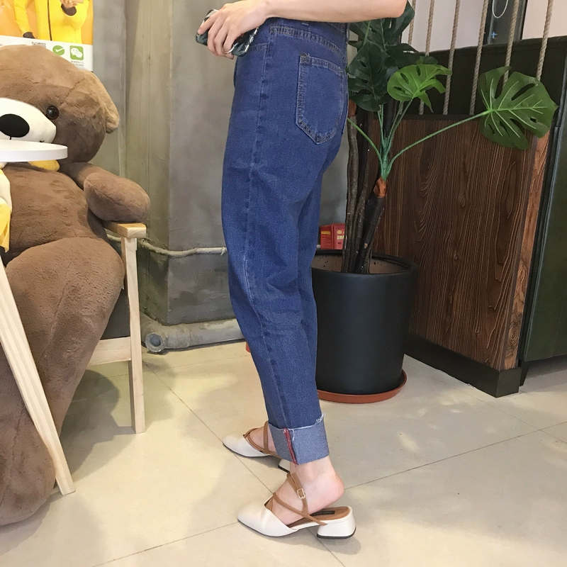 Quần ống suông nữ 9 quần K 29 sinh viên eo cao lỏng lẻo retro uốn cong quần jeans mùa hè mỏng phần chân quần rộng thiết kế thời trang nữ