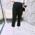 Quần âu đen nữ tám điểm W 24 eo cao co giãn eo là quần cà rốt mỏng chân quần chín điểm quần harem hè