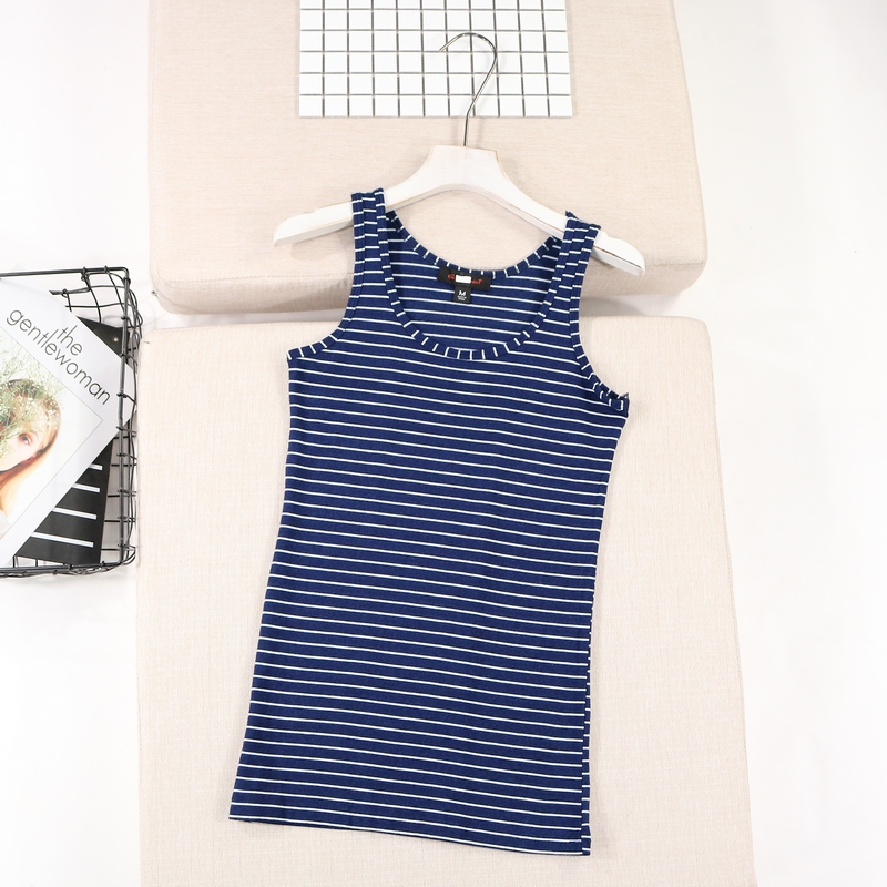 Các mẫu được đề nghị W 10 mùa hè Áo yếm cotton sọc Hàn Quốc cho phụ nữ mặc áo không tay cỡ lớn thoi trang nu