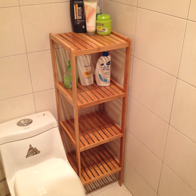 Bedroom shelf wooden shelf multi-layer living room floor bathroom storage kitchen storage rack bamboo simple solid wood