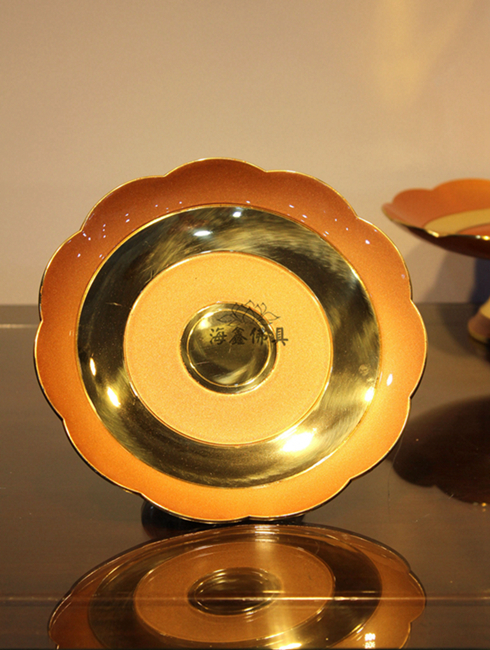 Haixin Buddhist utensils Buddhist utensils Pure copper fruit plate for plate Hong Kong Taian Bronze pearl nasturtium edge