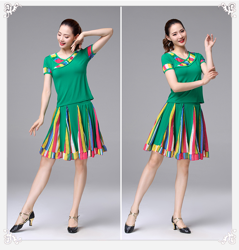 Điệu nhảy mùa hè 2019 đầm nhảy vuông mới tùy chỉnh phương thức khâu thời trang cầu vồng trang phục - Khiêu vũ / Thể dục nhịp điệu / Thể dục dụng cụ váy nhảy cha cha cha
