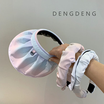 Children sunscreen hat women Summer large brim black gum shading cap gradient color empty top shell cap big sun protection against UV rays