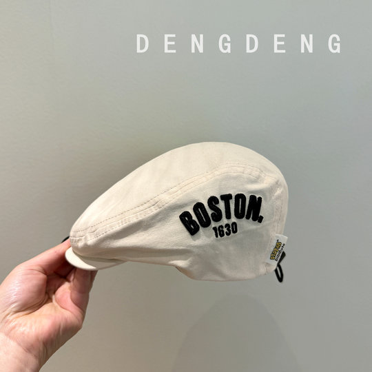 Children's Beret for Boys, Spring and Autumn Vintage Letter Cap, Stylish and Versatile Duckbill Cap for Girls, Summer