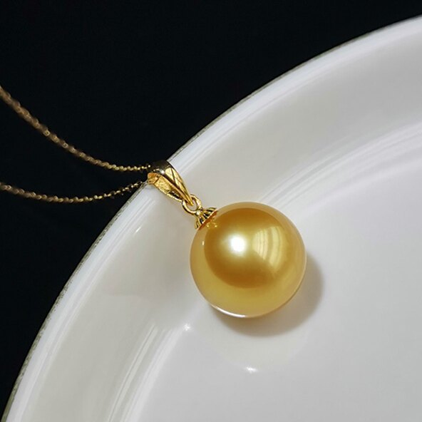 Foundation Golden Pearl Natural Nanyang Sea Water Gold Pearl Pendant 18k Gold Philippines Thick Gold Pearl Necklace