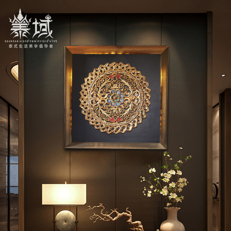 Tai Domain Southeast Asian Customs CUSTOMS HOUSE DECORATION PAINTING WOOD CARVING LIVING ROOM SOFA BACKGROUND WALL MURAL PAINTING THAI DINING HALL HUNG PAINTING