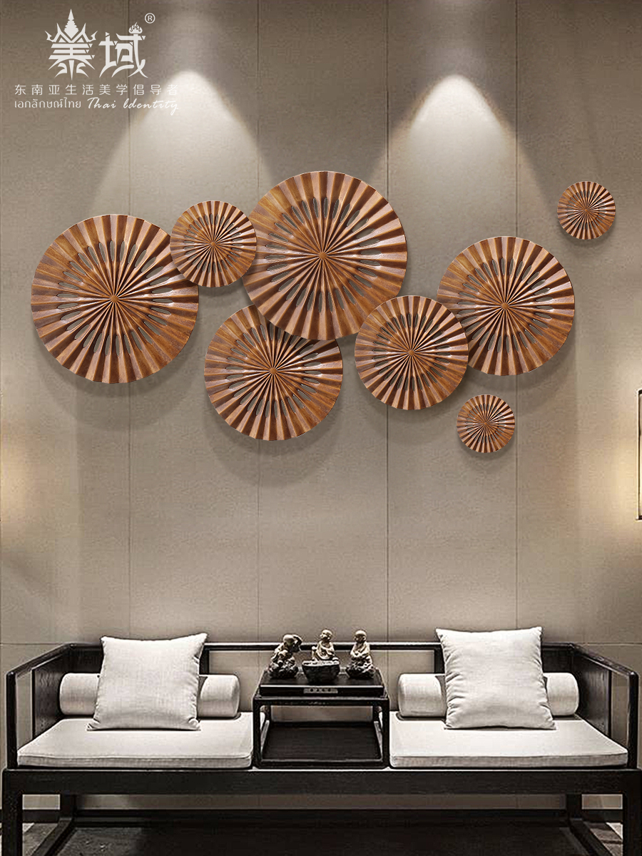 Thai region Southeast Asian style round wall hanging new Chinese dining room soft wall decoration study wall decoration