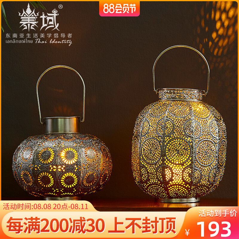 Thai Southeast Asian Iron Candlestick Swing Piece Thai Villa Designer Featured Living Room Tea Select Desktop