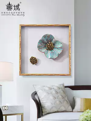Thai domain Thai lotus leaf showerhead physical painting three-dimensional handmade copper living room characteristic hanging painting Southeast Asian style decorative painting