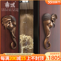 Taidomain Thai Pure Copper Hospitality Elephant head One to door handle Thai-style Restaurant hotel Villa Gate Adornment
