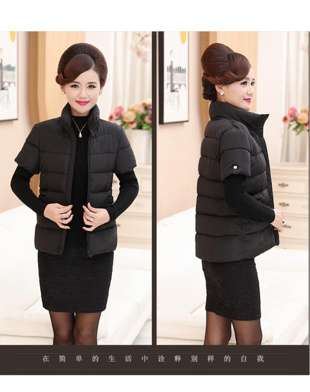 Mẫu áo mùa đông cho phụ nữ trung niên và phụ nữ lớn tuổi Áo ngắn tay XL cho mẹ tải xuống áo vest cotton vai dày bằng cotton ấm áp áo khoác nữ form rộng