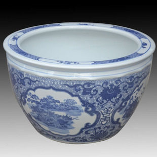 Fish Tank Ceramic Jingdezhen Fish Tank Gold Fish Tank Blue and White Porcelain Fish Tank Fish Tank Ceramic Large Ornament Ceramic Tank A