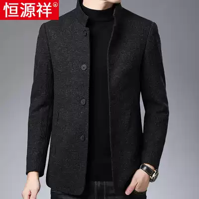 Hengyuanxiang autumn and winter wool jacket men thick warm father winter clothes middle-aged men casual stand collar wool jacket