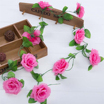 Emulation Rose Vine Stairs Armrest Decoration Wedding Rose Wall Hung Hotel Mall Decorated Rose Vine