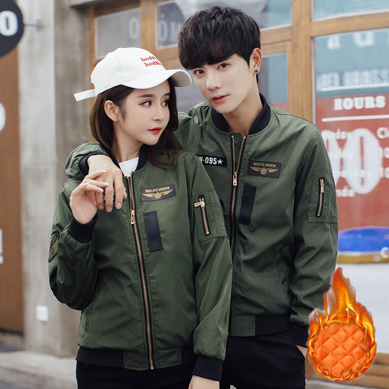 Cotton and thickening spring and autumn coat women's winter wear trendy brand temperament couples wear bomber jacket loose all-match tooling