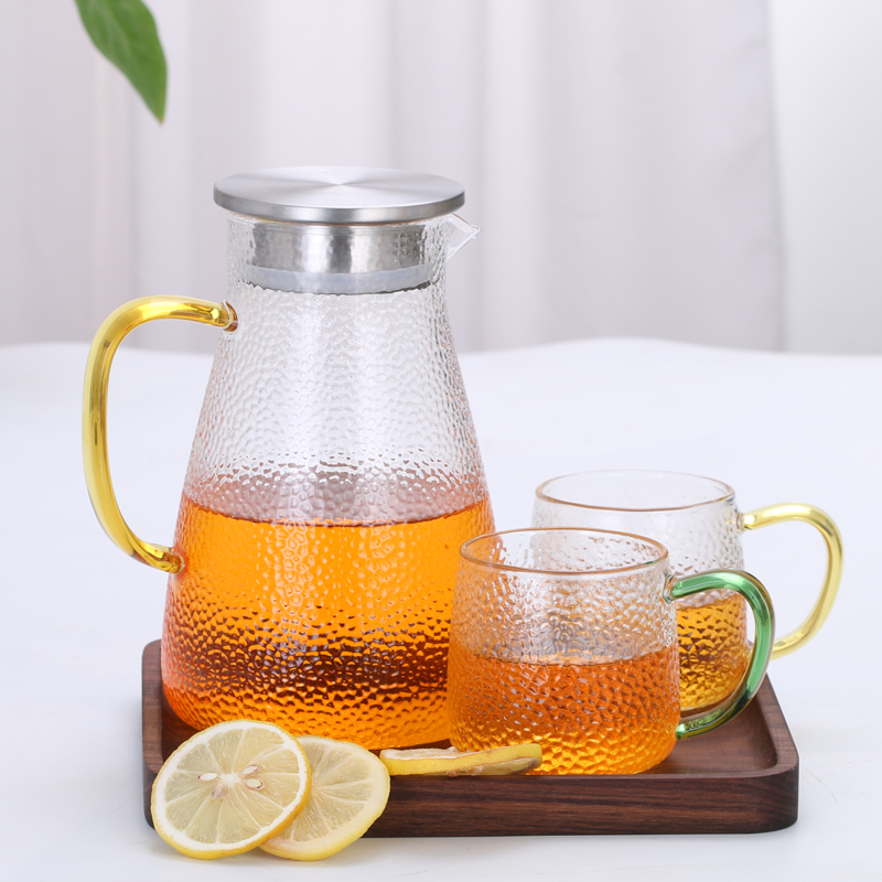 High temperature resistant cool open water glass Hammer Ripple Cold Kettle Glass Cold Kettle heat resistant glass Bubble Teapot home with water cooled kettle