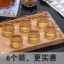 High boron silicon thickened heat resistant transparent glass tea drinking cup small tea cup with cup Gongfu tea with ear cup tea bowl for home