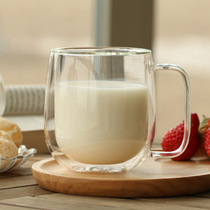 Double glazed coffee cup transparent 350ml High temperature resistant Mark cup with cup of tea cup with lid