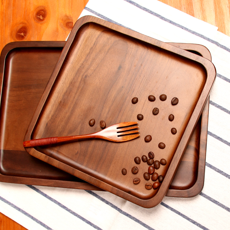 Black Walnuts Wooden Care Tray Tea Tray Dinner fruit tray Dish Wood Cutlery Count Heart Tray Tea