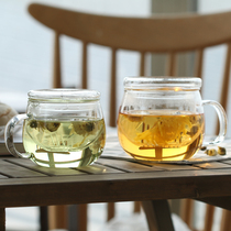 Also set with a lid glass filter Tea Cup heat-resistant transparent flower tea girl water cup office