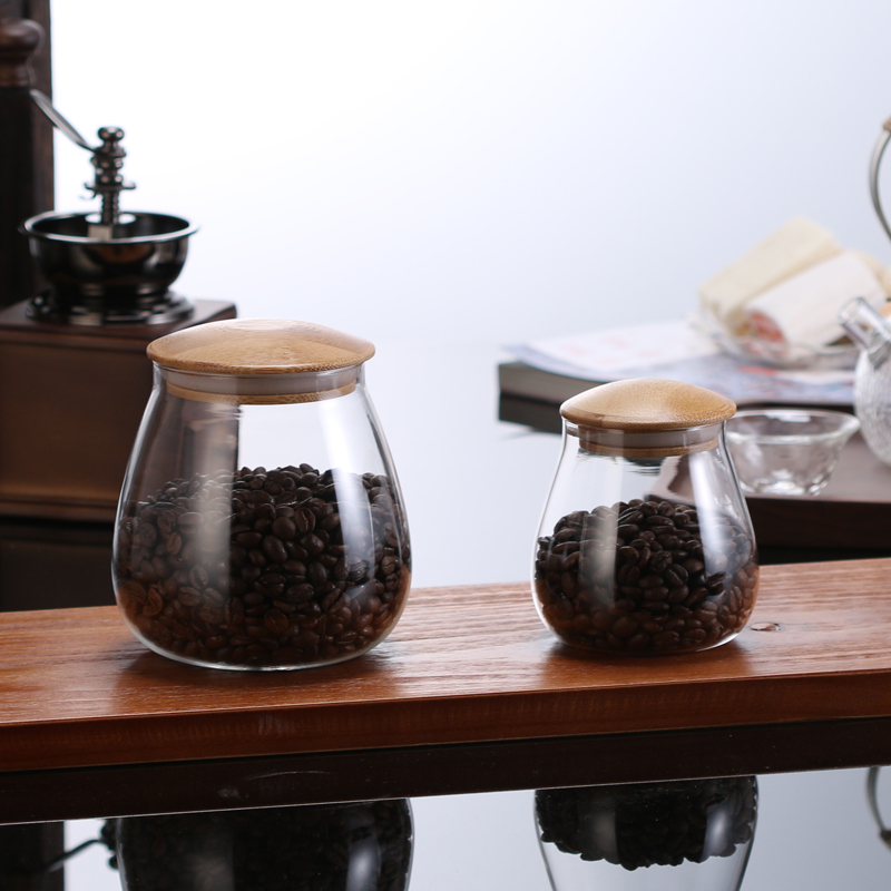 Mushroom shaped glass storage jar Grain sealed storage Milk powder jar Tea coffee bean covered jar
