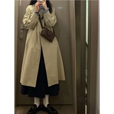 Осенний плащ, демисезонная куртка, длинное хаки японское пальто для отдыха, подходит для подростков, средней длины, в британском стиле