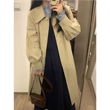 Осенний плащ, демисезонная куртка, длинное хаки японское пальто для отдыха, подходит для подростков, средней длины, в британском стиле