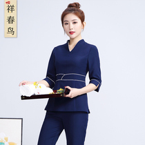 2021 summer new beautician work clothes female hotel pedicure technician health club short sleeve beauty salon work clothes