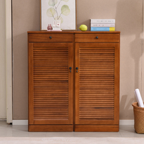 Nordic American new Chinese style solid wood shoe cabinet simple modern entrance hall large capacity single door shoe cabinet home door