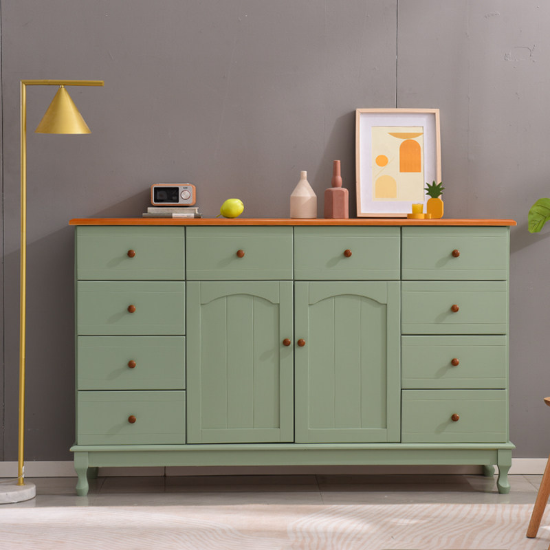 Solid wood ten bucket cabinet lengthened oak wood bedroom TV cabinet minimalist Hyundai Xuanguan Living room drawer storage containing cabinet-Taobao