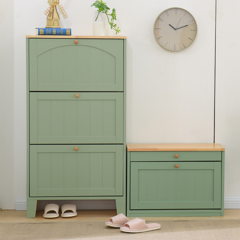 Solid wood tipping shoe cabinet ultra-thin 17CM simple modern American porch foyer cabinet large capacity shoe cabinet home door