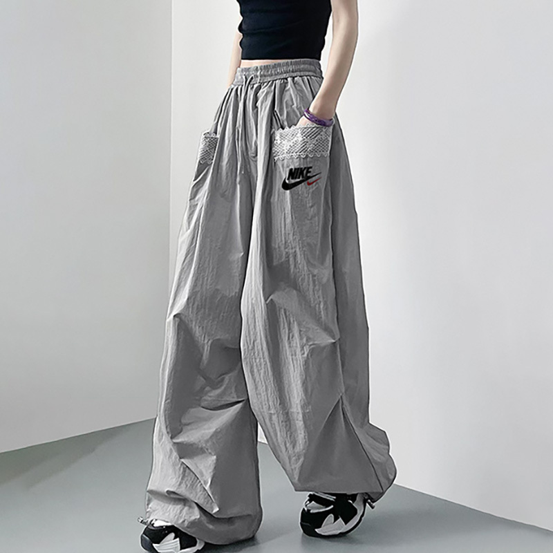 Nike Women's Pants Korean Style Lace Trim Plus Size Slimming Ice Silk Summer 2026 New Workwear Quick-Dry Pants