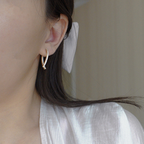 Front and rear cross design ear clip female no ear hole sweet mosquito coil plate niche temperament painless cold wind high-end sense